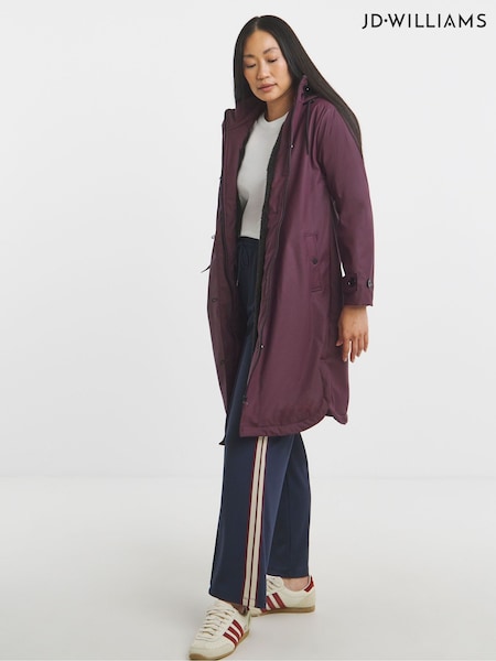 JD Williams Purple Fleece Lined Rubberised Raincoat With Hood (H83660) | €99