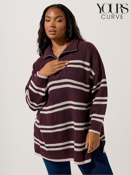 Roxa - Yours Curve Quater Zip Jumper (H83684) | R$ 305