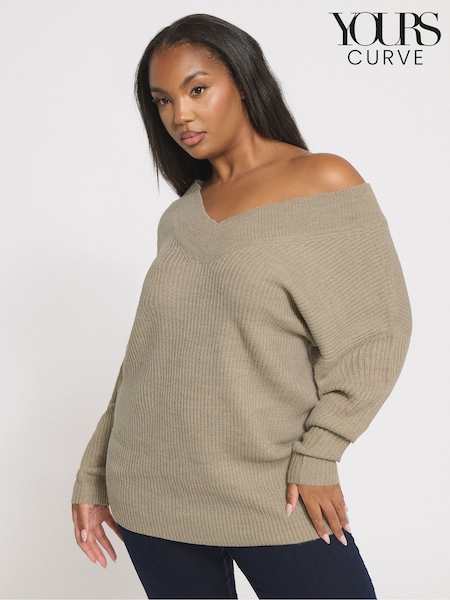 Yours Curve Natural Double V Jumper (H83686) | €35