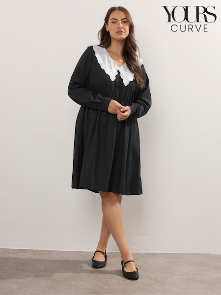 Yours Curve Black Statement Collar Dress (H83690) | €49