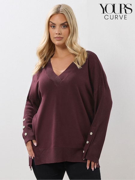 Roxa - Yours Curve Cashmillon V-Neck Jumper (H83691) | R$ 285