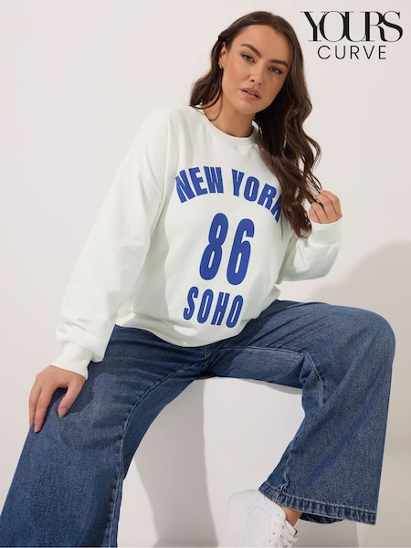 Yours Curve White New York Soho Crew Neck T-Shirt (H83713) | €34