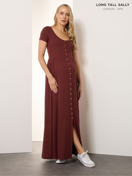 Long Tall Sally Brown Ribbed Nursing Cap Sleeve Dress (H83718) | €49