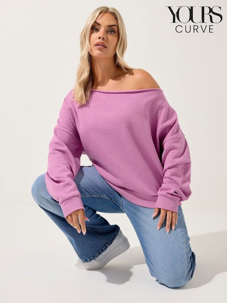 Rosa - Yours Curve Off Shoulder Crew Neck T-Shirt (H83724) | R$ 215
