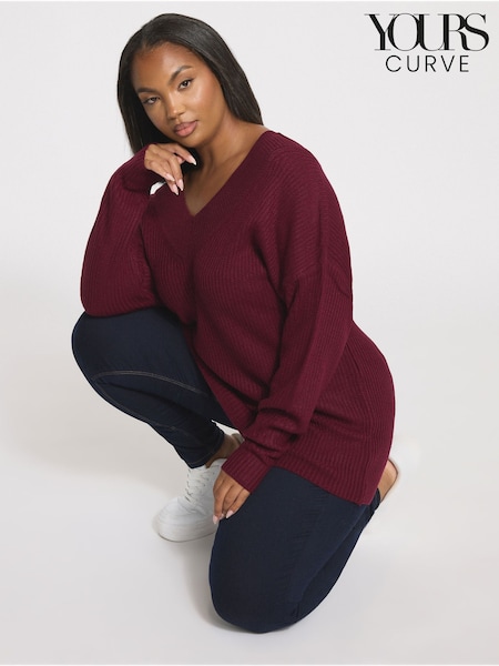 Yours Curve Red Double V Jumper (H83729) | €35