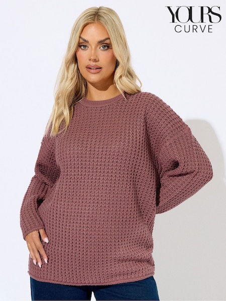 Rosa - Yours Curve Waffle Jumper (H83736) | R$ 285