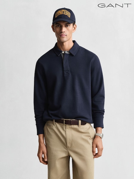 GANT Blue Sacker Rib Long Sleeve Polo Shirt (H83752) | €152