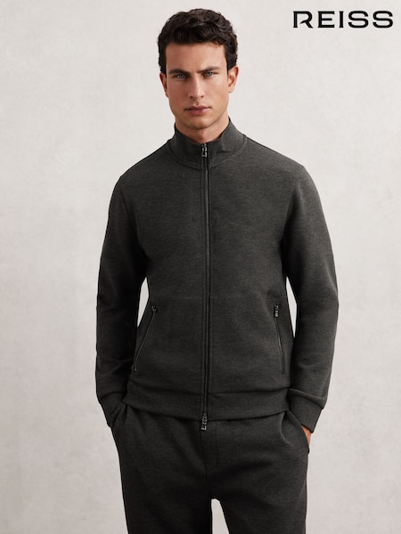 Reiss Charcoal Cortona Double-Faced Jersey Zip Sweatshirt (H83764) | €180