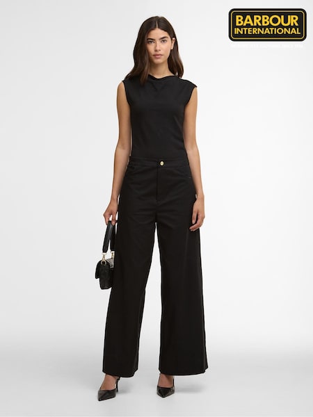 Barbour® International Black Alexis Wide Leg Trousers (H83908) | $208