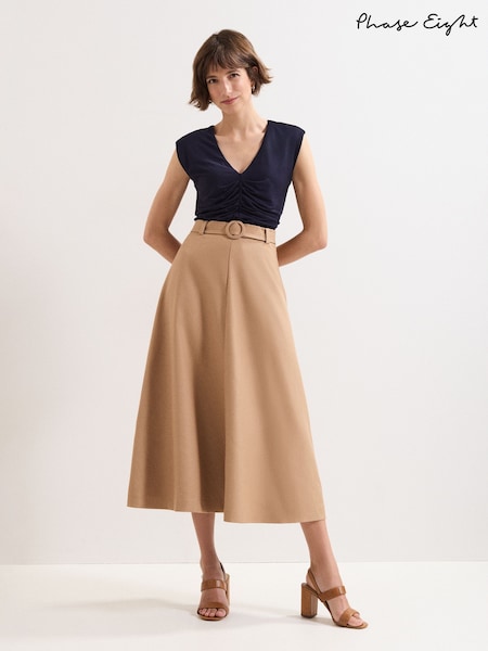 Phase Eight Brown Rochelle Midi Skirt (H84481) | 490 QAR