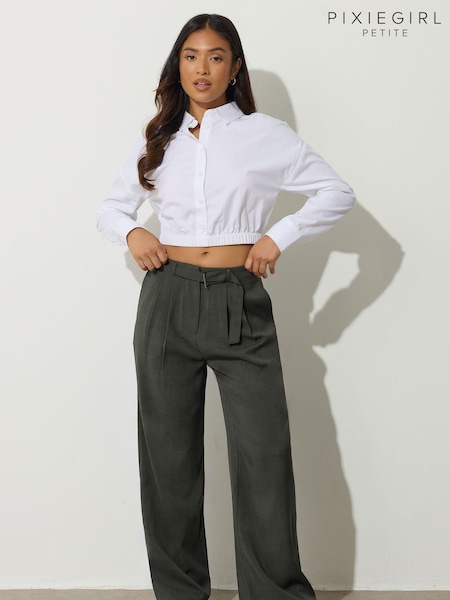 PixieGirl Petite Green Buckle Belt Wide Leg Trousers (H84572) | €50
