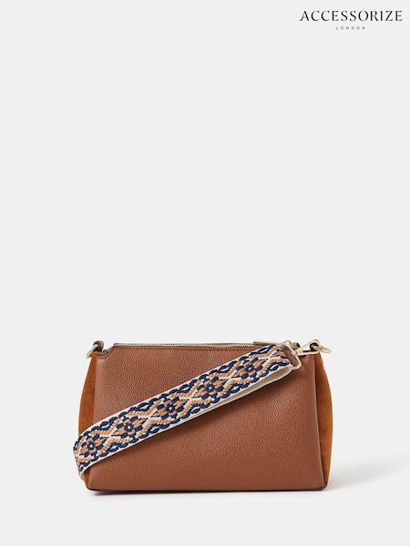 Accessorize Brown Webbing Strap Suedette Cross-Body Bag (H84580) | €37