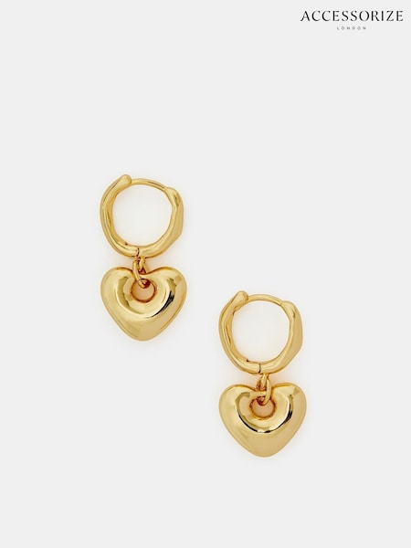 Accessorize 14ct Gold Heart Huggie Hoop Earrings (H84581) | €22.50