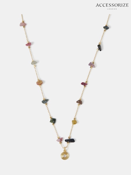 Accessorize 14ct Gold Semi-Precious Nugget Station Necklace (H84582) | €28