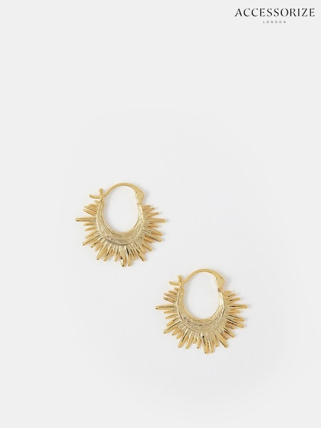 Accessorize 14ct Gold Sun Beam Hoop Earrings (H84585) | €25