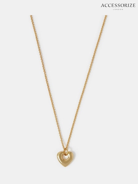 Accessorize 14ct Gold Chunky Heart Print Pendant Necklace (H84587) | €25