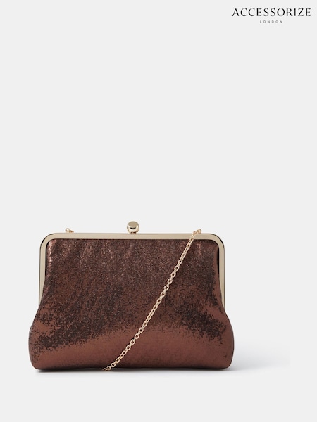 Accessorize Brown Large Metallic Clip Frame Clutch Bag (H84592) | R$ 275