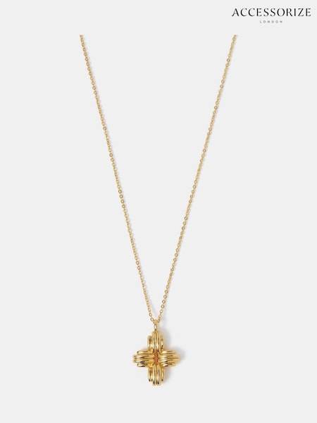 Accessorize 14ct Gold Ridge Cross Pendant Necklace (H84593) | €28