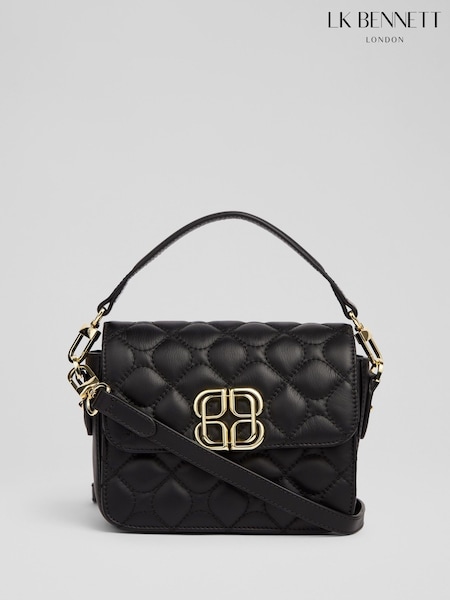 LK Bennett Black Florence Patent Curve Flap Clutch Bag (H84598) | R$ 2.260