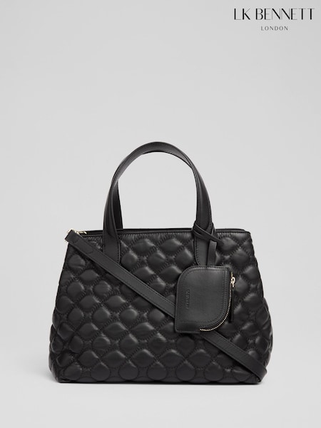 LK Bennett Black Juliette Smooth Leather Quilted Tote Bag (H84602) | € 466
