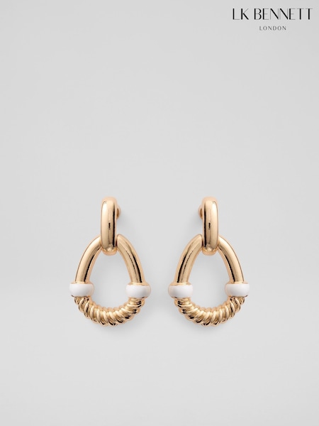 LK Bennett Silver Tone Romy Ribbed Enamel Mix Earrings (H84605) | € 61
