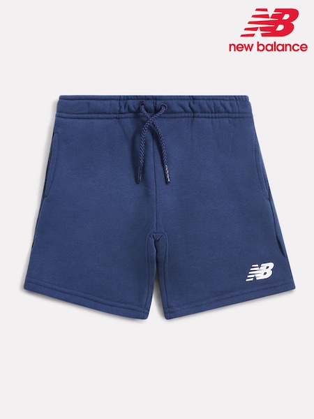New Balance Blue Kids Brush Back Stacked Logo Shorts (H84704) | €32