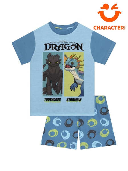 Character Blue How To Train Your Dragon Toohtless And Storm Fly Print Short Pyjamas (H84761) | 90 QAR