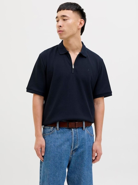 JACK & JONES Blue 1/4 Zip Short Sleeve Polo Shirt (H84766) | €32