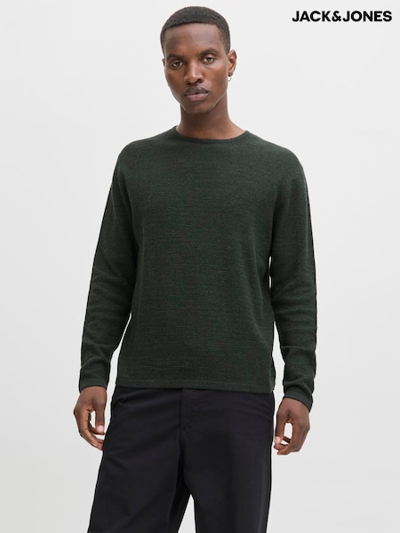 أخضر - JACK & JONES Relaxed Fit Crew Neck Knitted Jumper (H84768) | ‏146 د.إ.‏