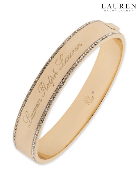 Lauren Ralph Lauren Gold Gold Tone Script Bangle with Crystal Detailing (H84832) | €146