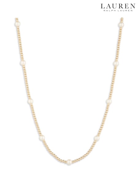Lauren Ralph Lauren Gold Tone 16" Station Pearl Collar Necklace (H84836) | €99