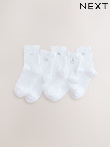 Branco - Cotton Rich Diamante Ankle Socks 5 Pack (H84934) | R$ 90 - R$ 100