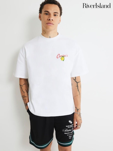 River Island White Oversized Lemoncello T-Shirt (H85025) | €33