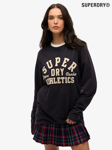 Superdry Blue Oversized Vintage Athletic Long Sleeve Top (H85038) | €65