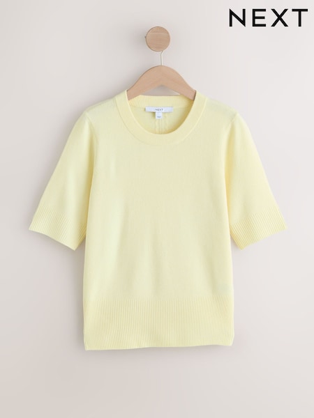 צהוב - Supersoft Short Sleeve Knitted Top (H85277) | ‏63‏₪