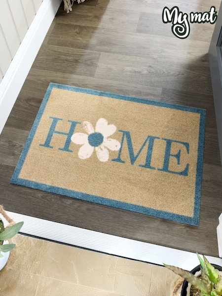 سجادة بطبعة "Home" بتفصيل زهرة من My Mat