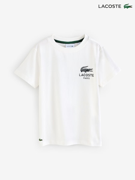 Lacoste White Graphic Core Logo T-Shirt With Back Print (H85375) | €64