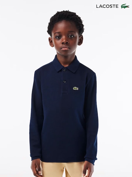 Lacoste Blue Long Sleeve Piqué Logo Polo Shirt (H85387) | €73 - €80