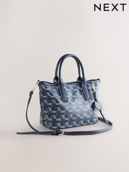 أزرق داكن - Geometric Print Cross-Body Bag (H85585) | ‏141 ر.ق.