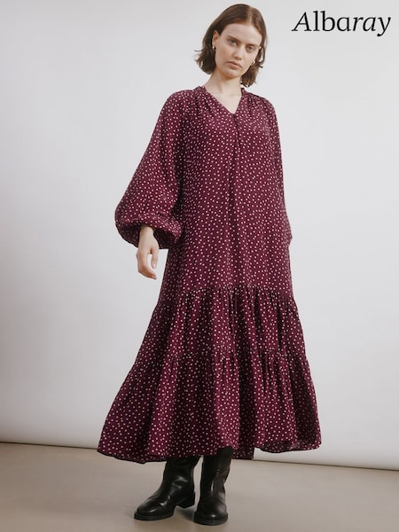 Albaray Burgundy Spot Dress (H85683) | 203 €