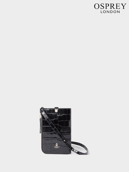 Osprey London The Wentworth Italian Leather Phone Black Bag (H85762) | €213