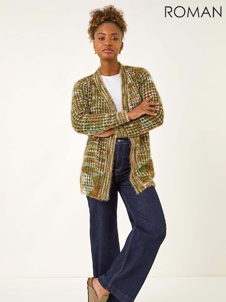 Roman Green Multi Spacedye Fluffy Cardigan (H85892) | R$ 545
