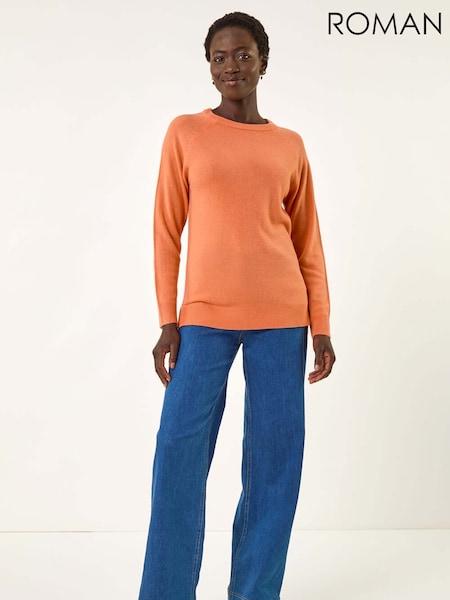 Alaranjado - Roman Plain Soft Crew Neck Jumper (H85893) | R$ 385