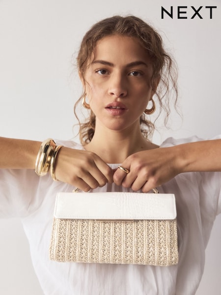 Natural Raffia Effect Top Handle Bag (H85980) | SGD 45