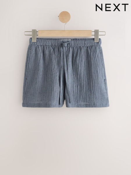 Slate Grey Textured Shorts with Linen (H86276) | ₪67