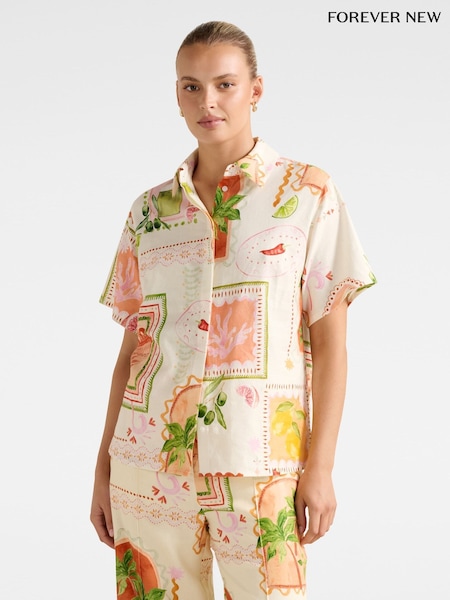 Forever New Oversized Ola Shirt Contains Linen (H86360) | 439 LEI