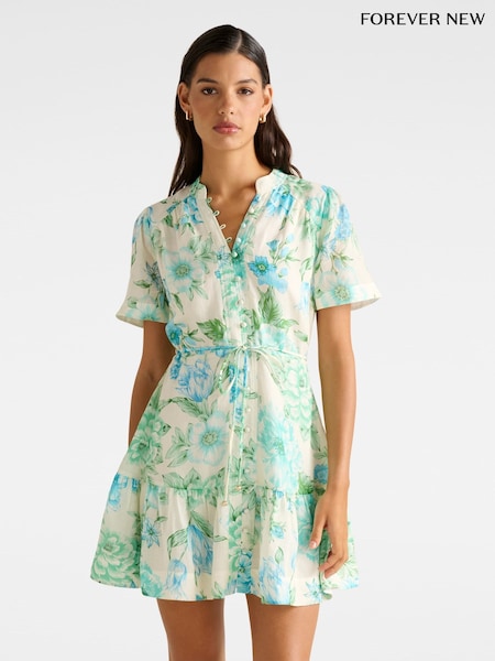 Forever New Cream Jodie Pin Tuck Skater Mini Dress (H86365) | €129