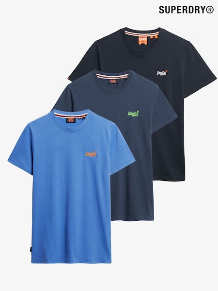 Superdry Blue Cotton Essential Logo T-Shirts 3 Pack (H86473) | €76