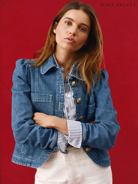Mint Velvet Blue Button Detail Denim Jacket (H86516) | €159
