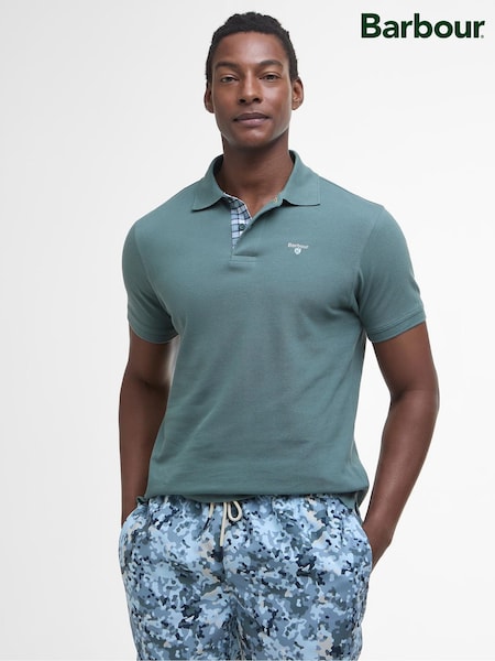 Barbour® Vintage Teal Tartan Pique Polo Shirt (H86548) | $134